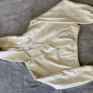 ALO Cream Hooded Cropped Sweatshirt